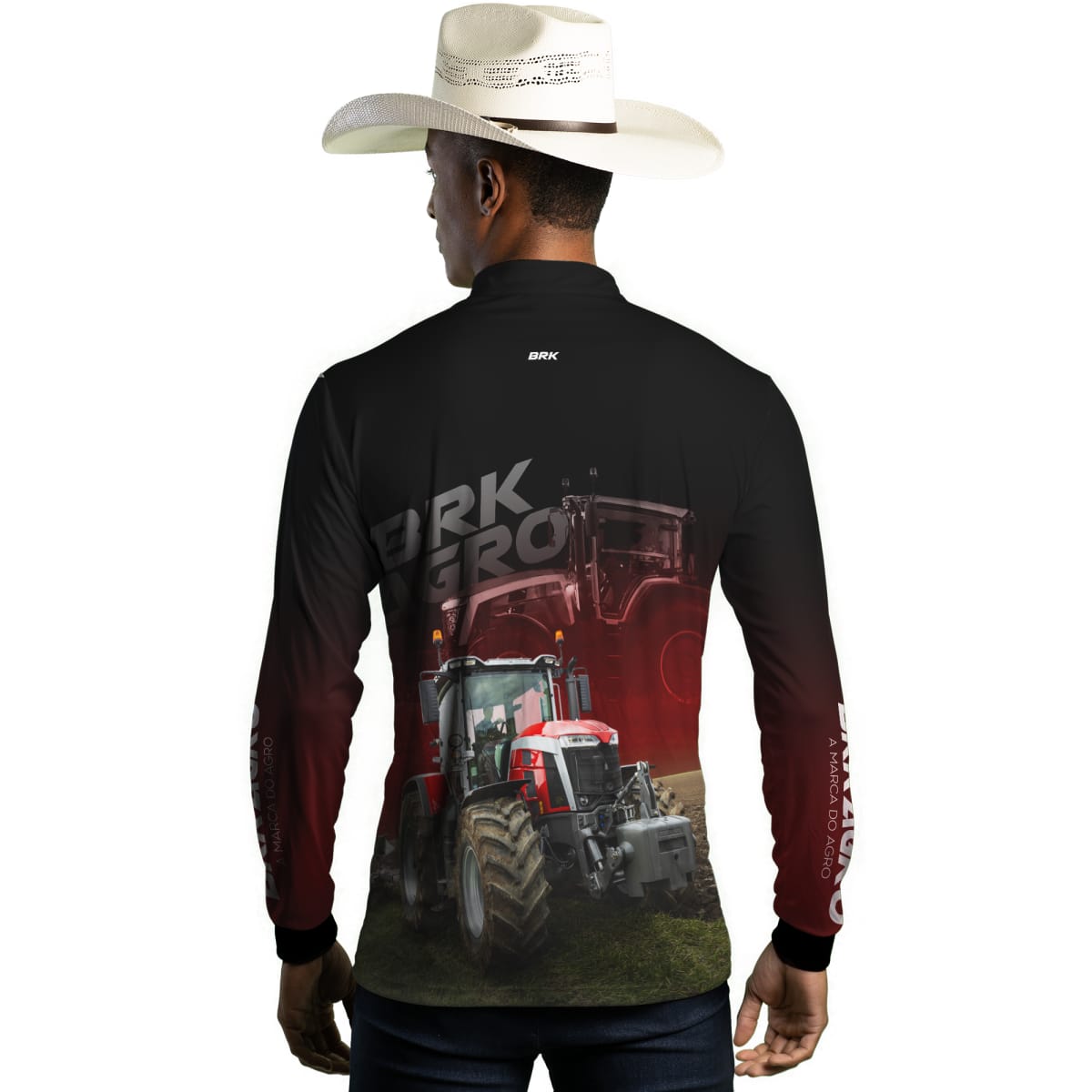 Camisa Agro Brk Trator 8S Vermelho Escura com Proteção Solar UV50+ - Brk Agro