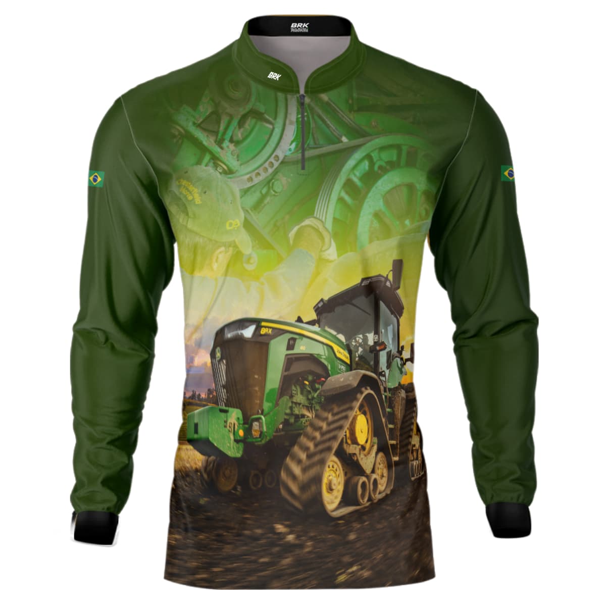Camisa Agro Brk Trator Agrícola Verde com Proteção Solar UV50+ - Brk Agro