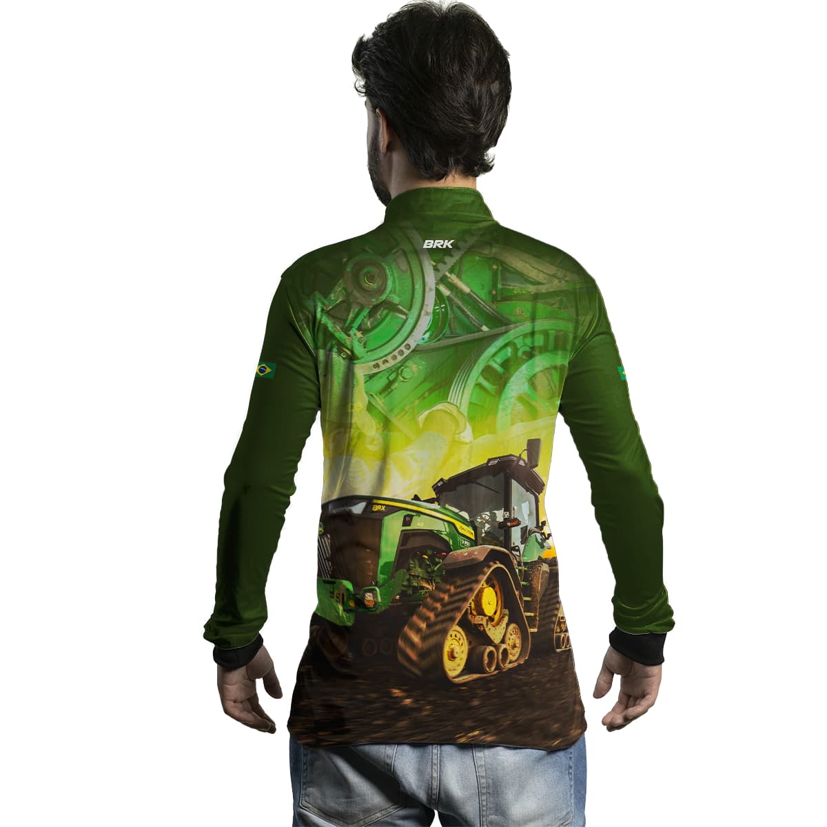 Camisa Agro Brk Trator Agrícola Verde com Proteção Solar UV50+ - Brk Agro