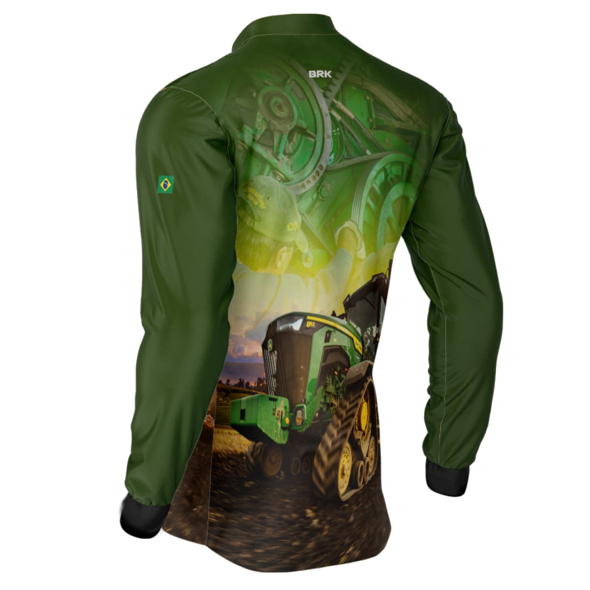 Camisa Agro Brk Trator Agrícola Verde com Proteção Solar UV50+ - Brk Agro
