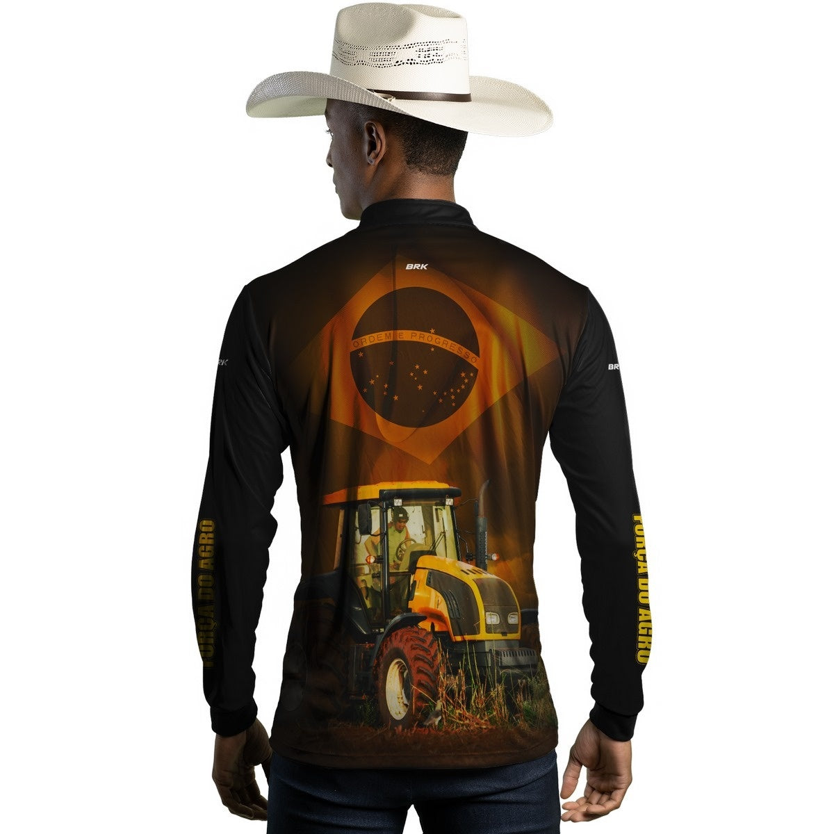 Camisa Agro Brk Trator Amarelo Bandeira do Brasil com Proteção Solar UV50+ - Brk Agro