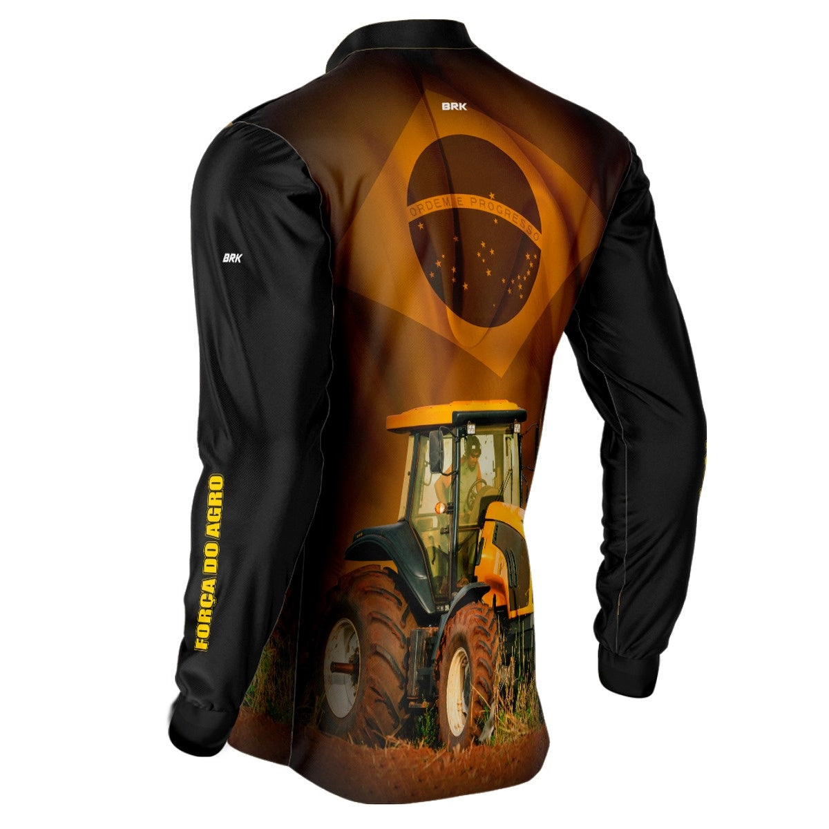 Camisa Agro Brk Trator Amarelo Bandeira do Brasil com Proteção Solar UV50+ - Brk Agro