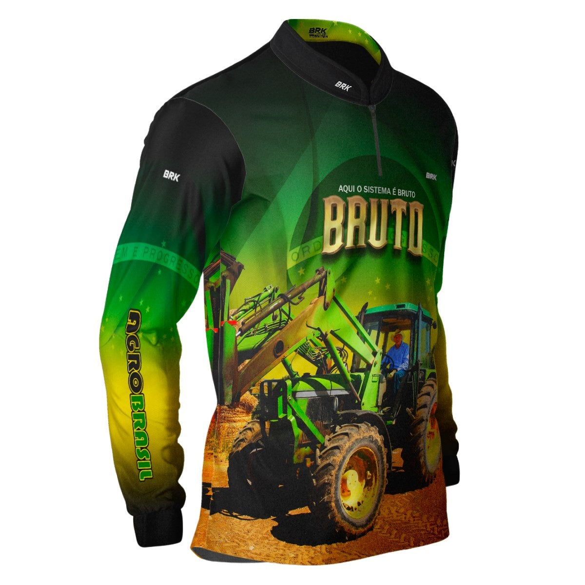 Camisa Agro Brk Trator Aqui o Sistema é Bruto com Proteção UV50+ - Brk Agro