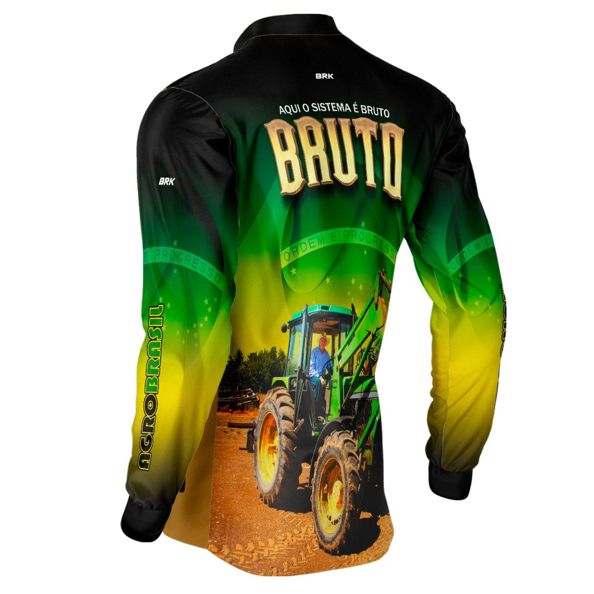 Camisa Agro Brk Trator Aqui o Sistema é Bruto com Proteção UV50+ - Brk Agro