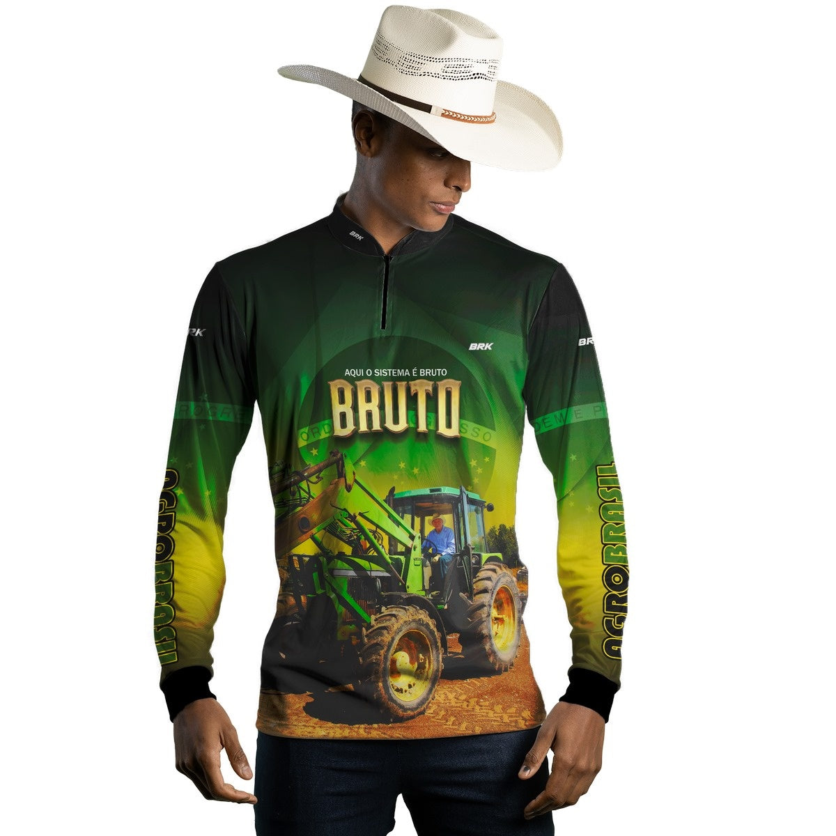 Camisa Agro Brk Trator Aqui o Sistema é Bruto com Proteção UV50+ - Brk Agro