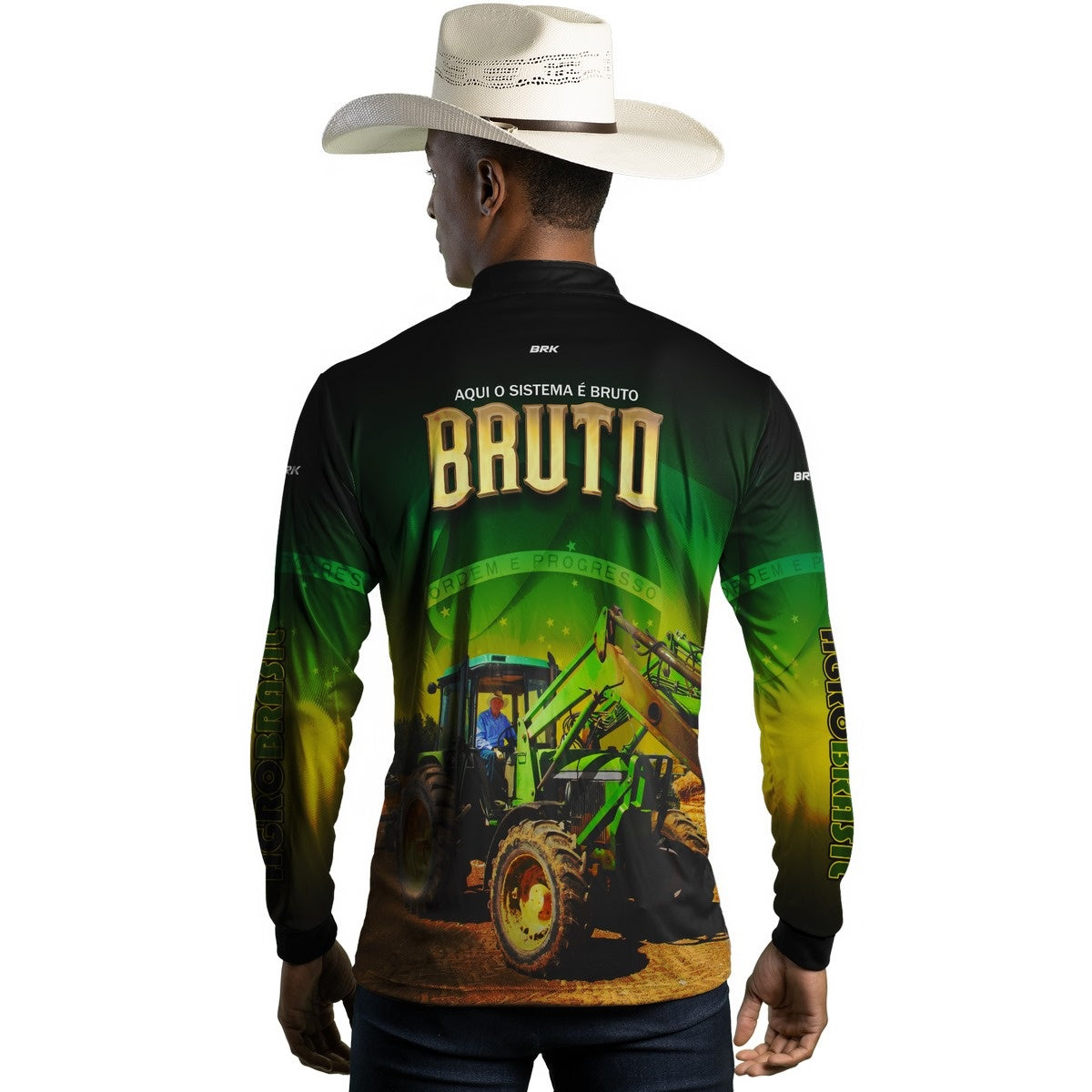Camisa Agro Brk Trator Aqui o Sistema é Bruto com Proteção UV50+ - Brk Agro