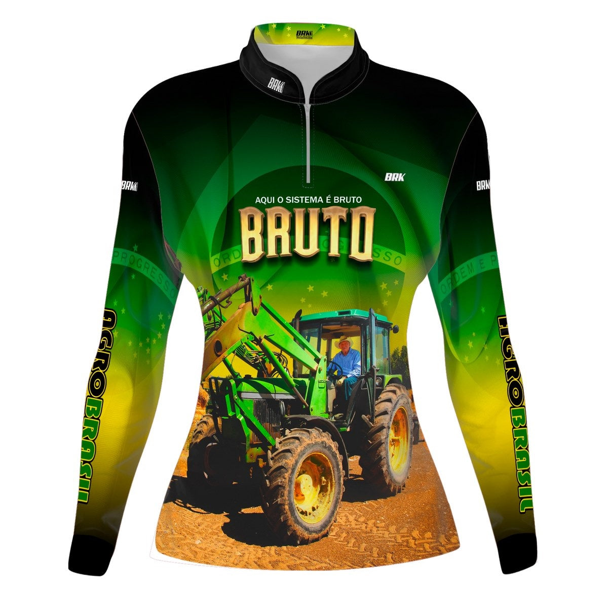 Camisa Agro Brk Trator Aqui o Sistema é Bruto com Proteção UV50+ - Brk Agro