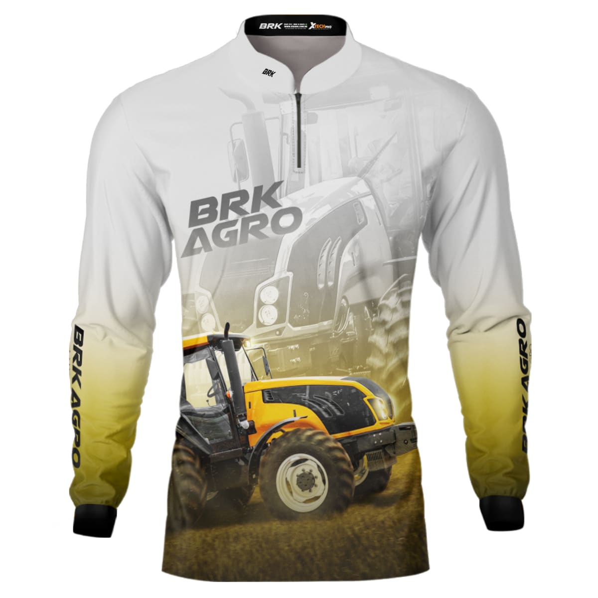 Camisa Agro Brk Trator BM135 Amarelo Clara com Proteção Solar UV50+ - Brk Agro