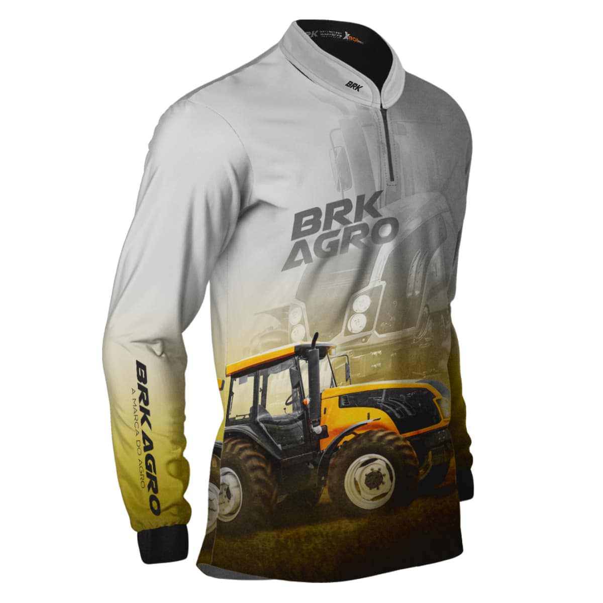 Camisa Agro Brk Trator BM135 Amarelo Clara com Proteção Solar UV50+ - Brk Agro