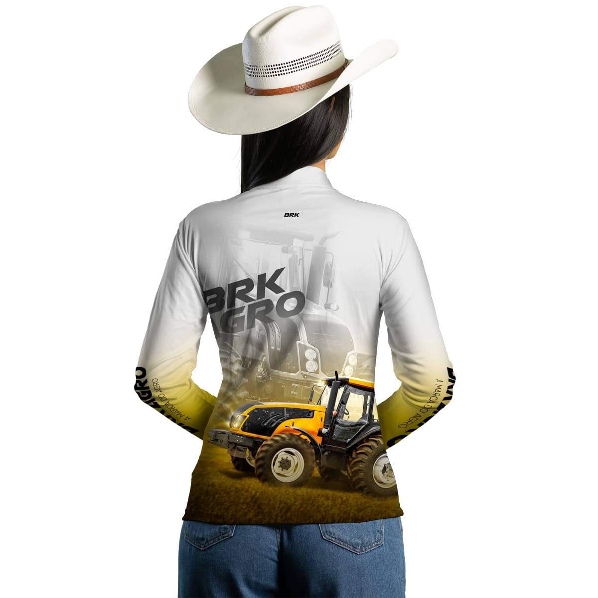 Camisa Agro Brk Trator BM135 Amarelo Clara com Proteção Solar UV50+ - Brk Agro