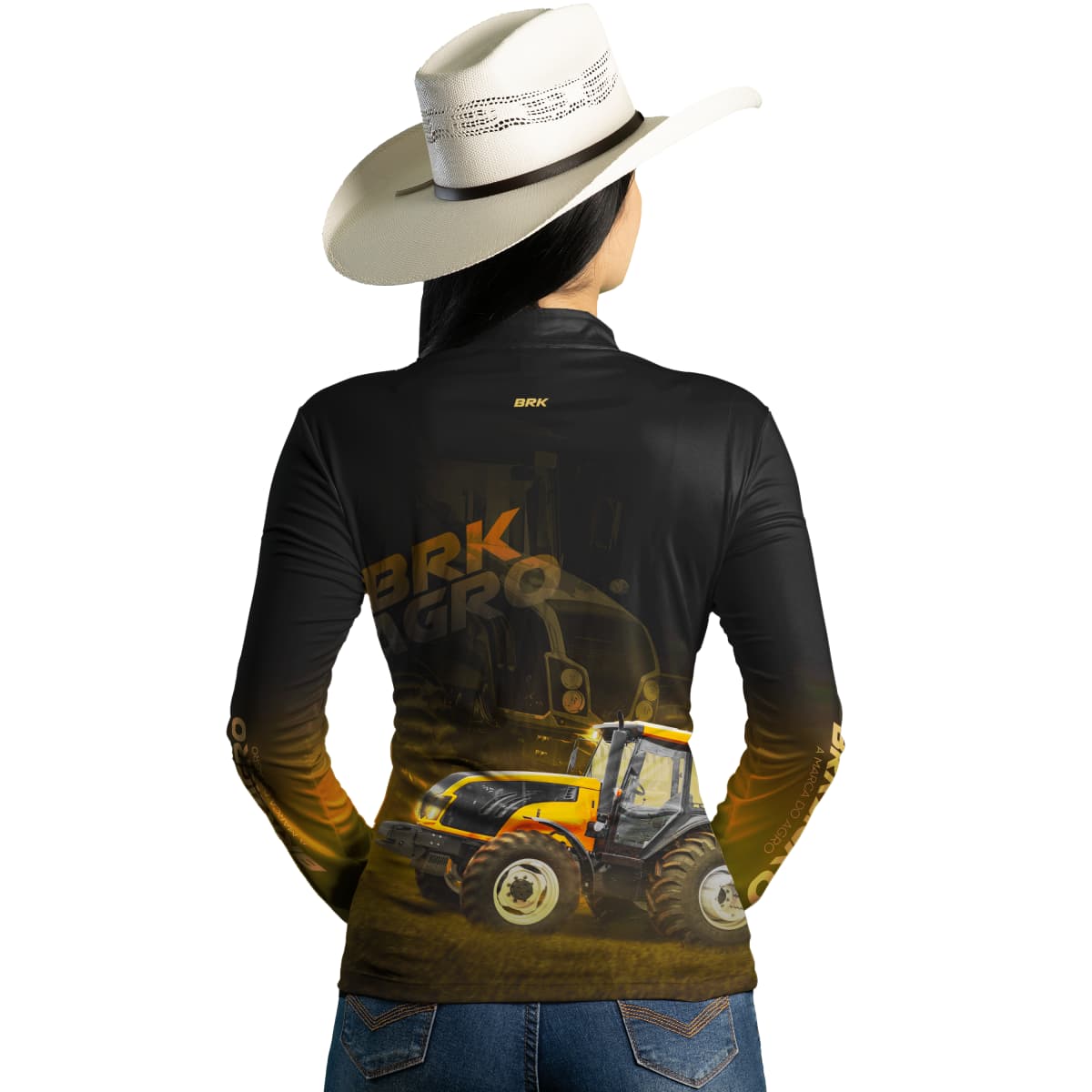 Camisa Agro Brk Trator BM135 Amarelo com Proteção Solar UV50+ - Brk Agro
