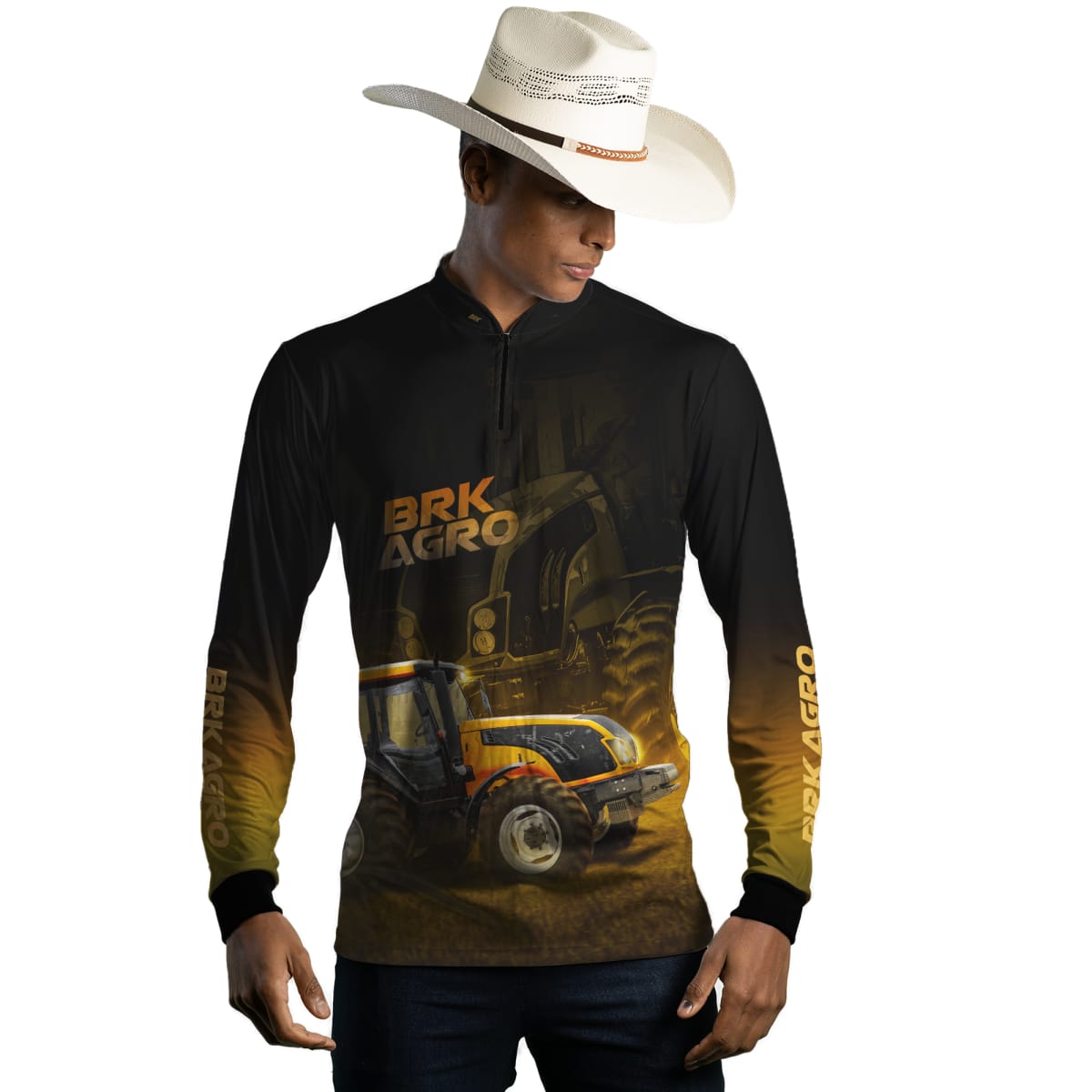 Camisa Agro Brk Trator BM135 Amarelo com Proteção Solar UV50+ - Brk Agro