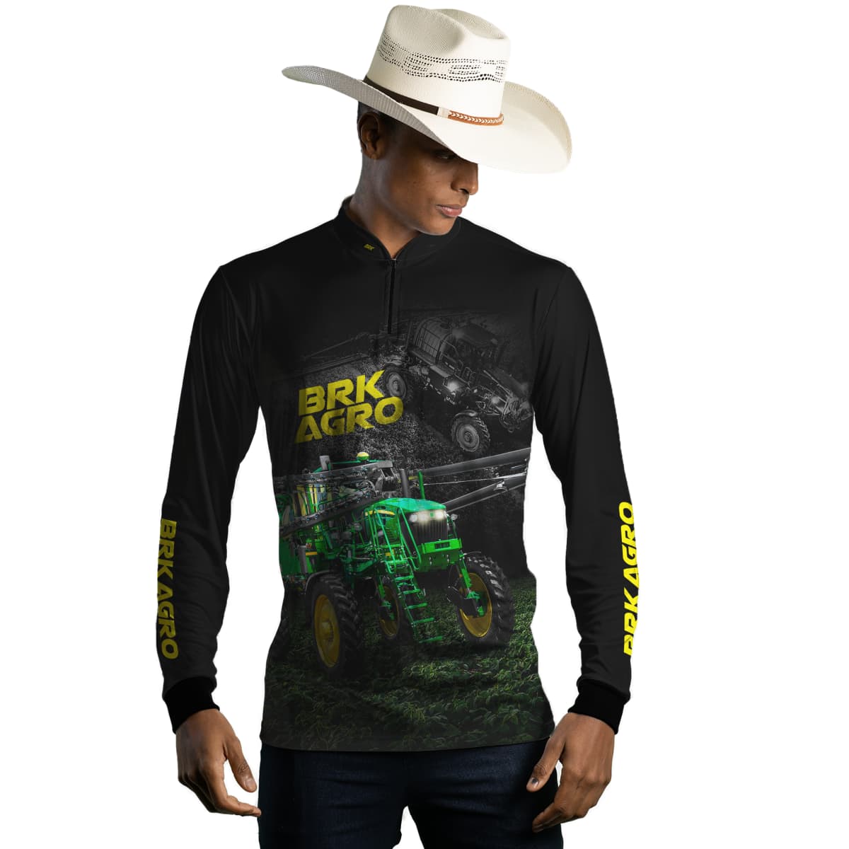 Camisa Agro Brk Trator Pulverizador M4000 Escura com Proteção Solar UV50+ - Brk Agro
