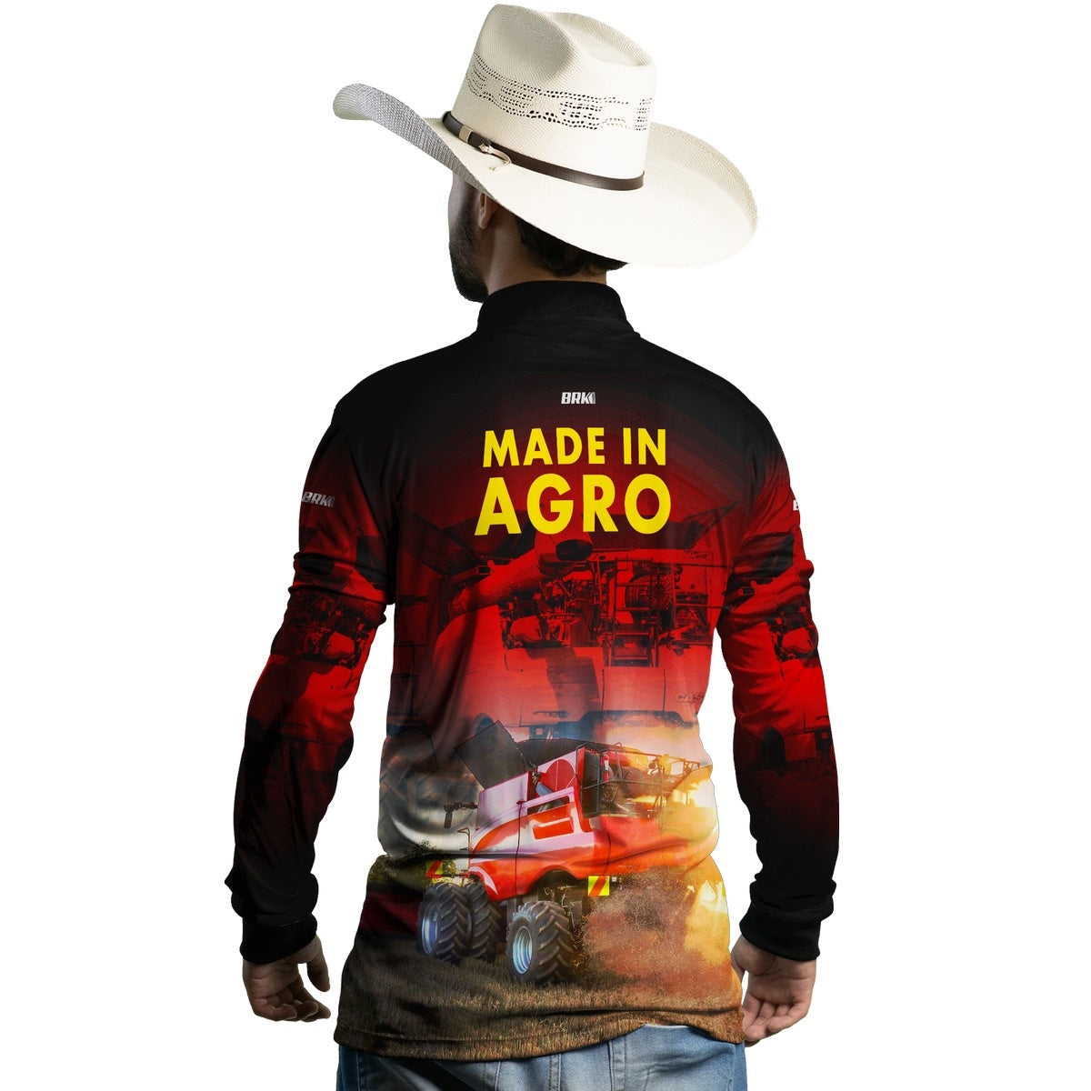 Camisa Agro Brk Vermelha Colheitadeira Made in Agro com Proteção Solar UV50+ - Brk Agro