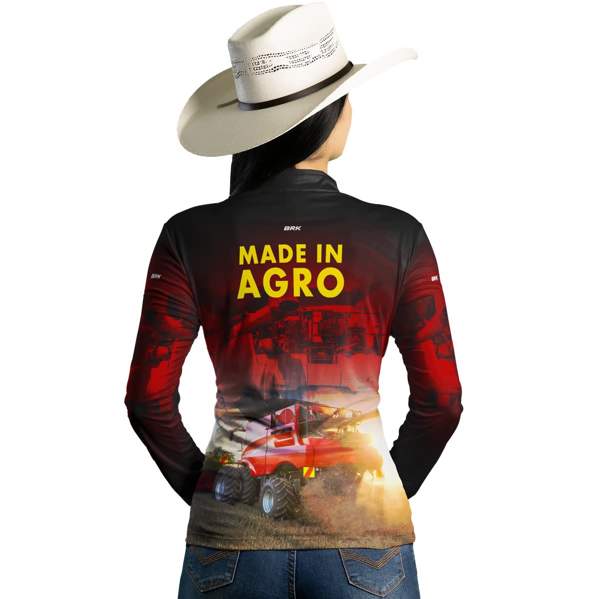 Camisa Agro Brk Vermelha Colheitadeira Made in Agro com Proteção Solar UV50+ - Brk Agro