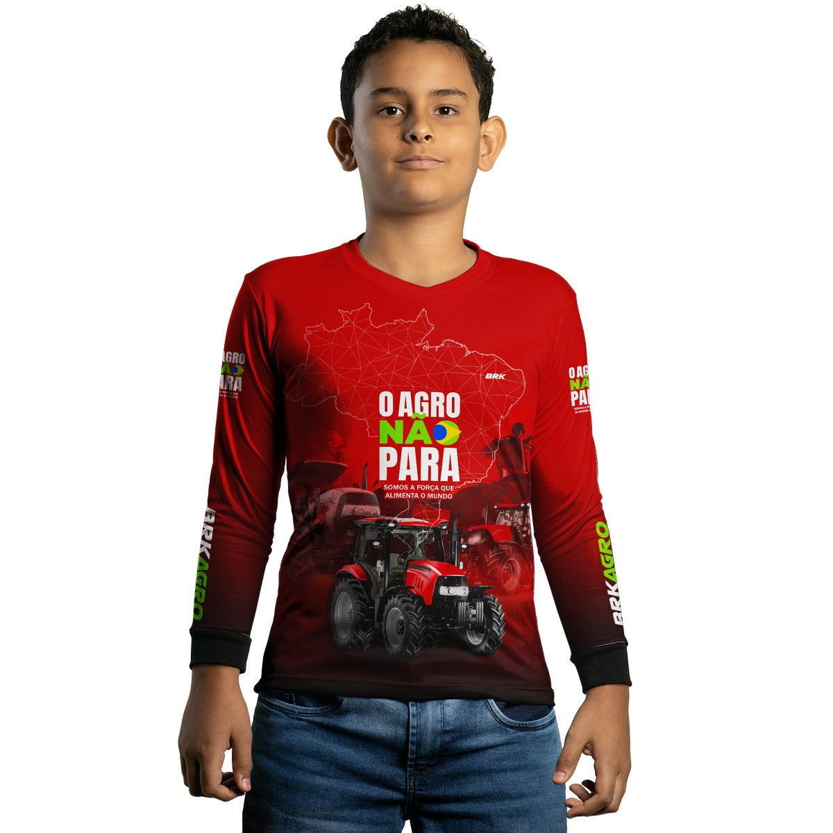 Camisa Agro Brk O Agro Não Para Vermelha com UV50+ - BRK AGRO