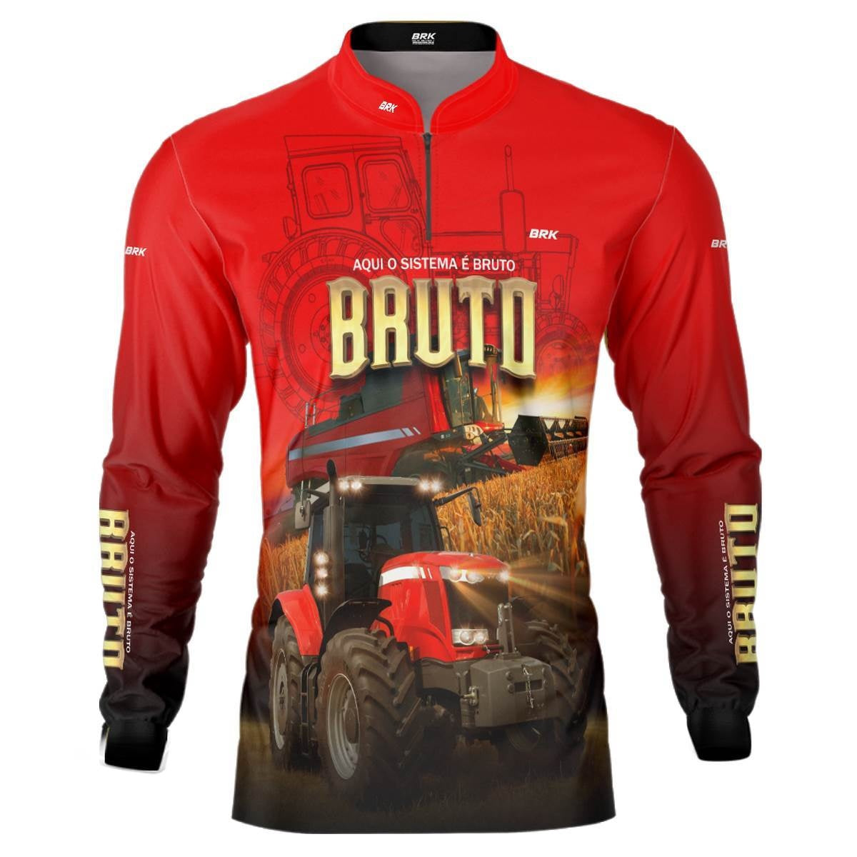 Camisa Agro Brk Vermelha Sistema é Bruto com Proteção Solar UV50+ - Brk Agro