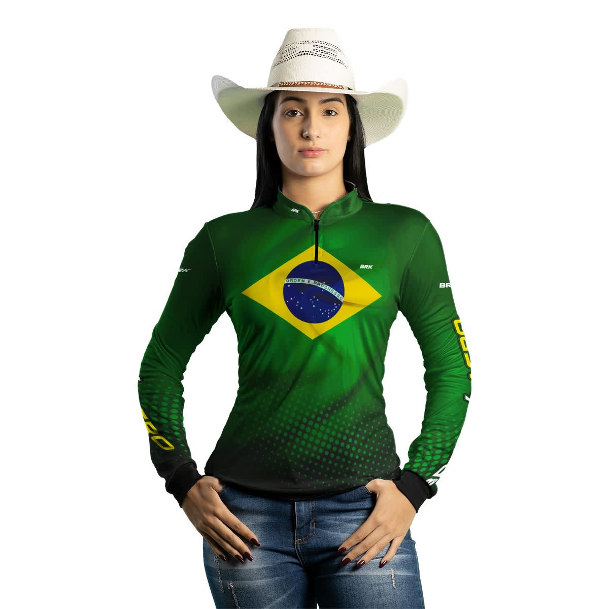 Camisa Feminina Agro Brk Brasil É Agro com Proteção Solar UV50+ - Brk Agro