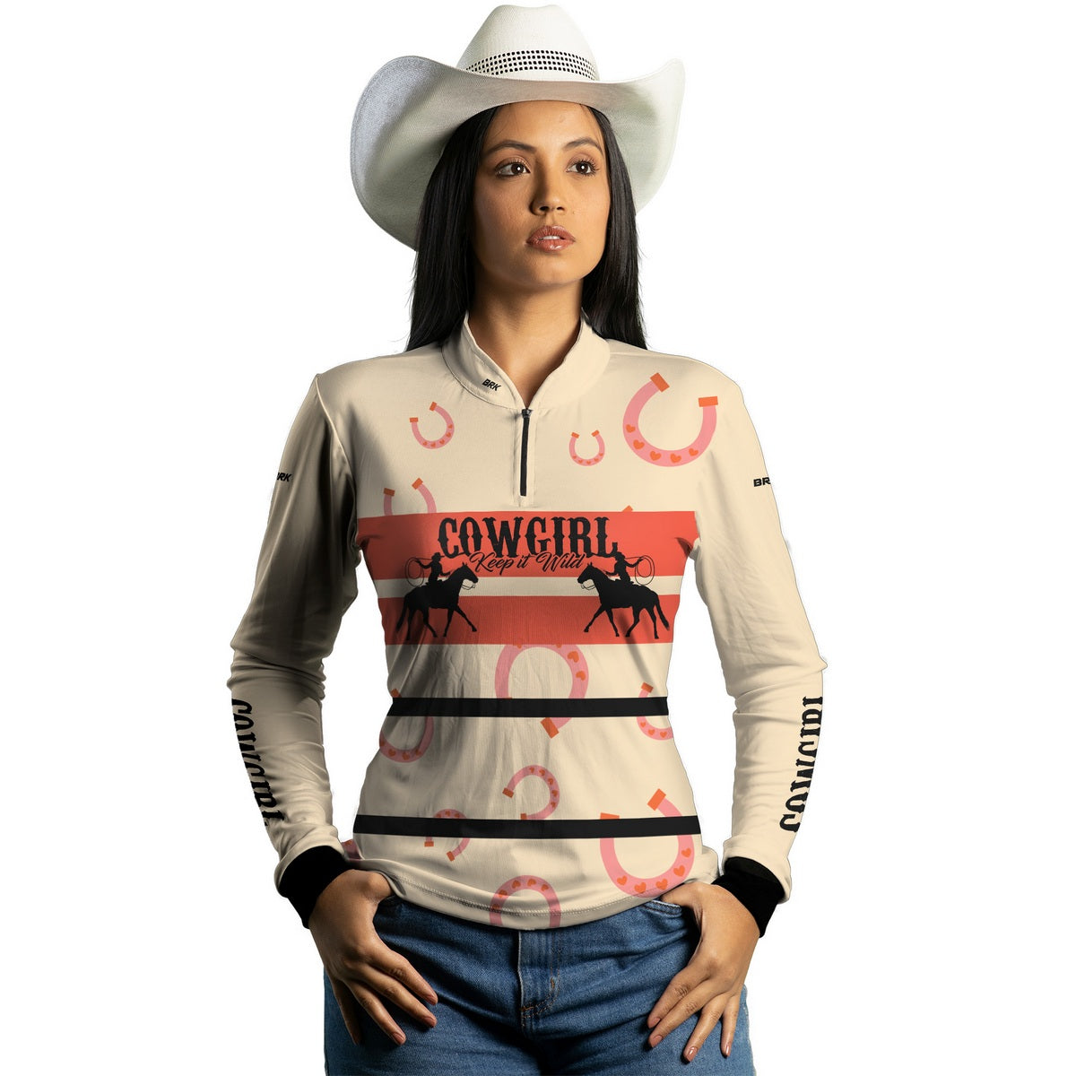 Camisa Feminina Agro Brk Cowgirl Ferradura com Proteção Solar UV50+ - Brk Agro