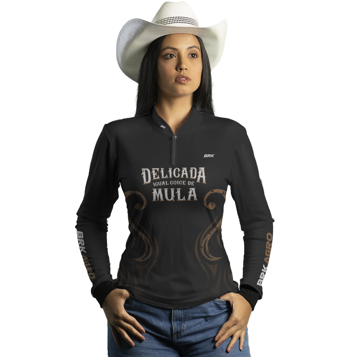 Camisa Agro Brk Feminina Delicada Igual Coice de Mula com UV50+ - BRK AGRO
