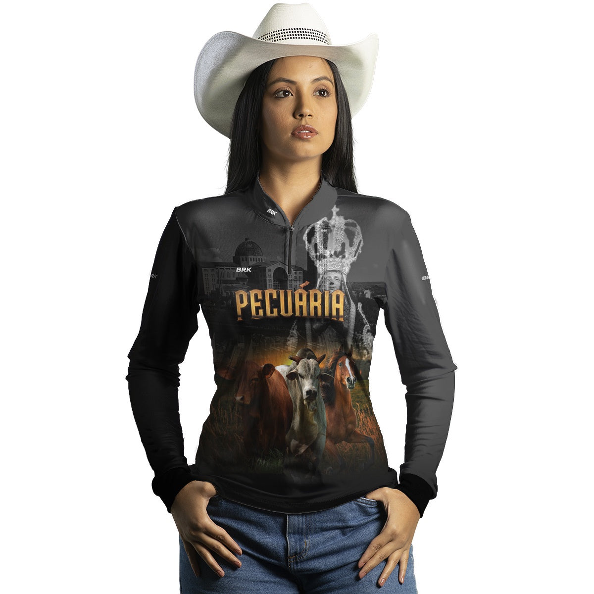 Camisa Feminina Agro Brk Nossa Senhora Pecuária com UV50+ - Brk Agro