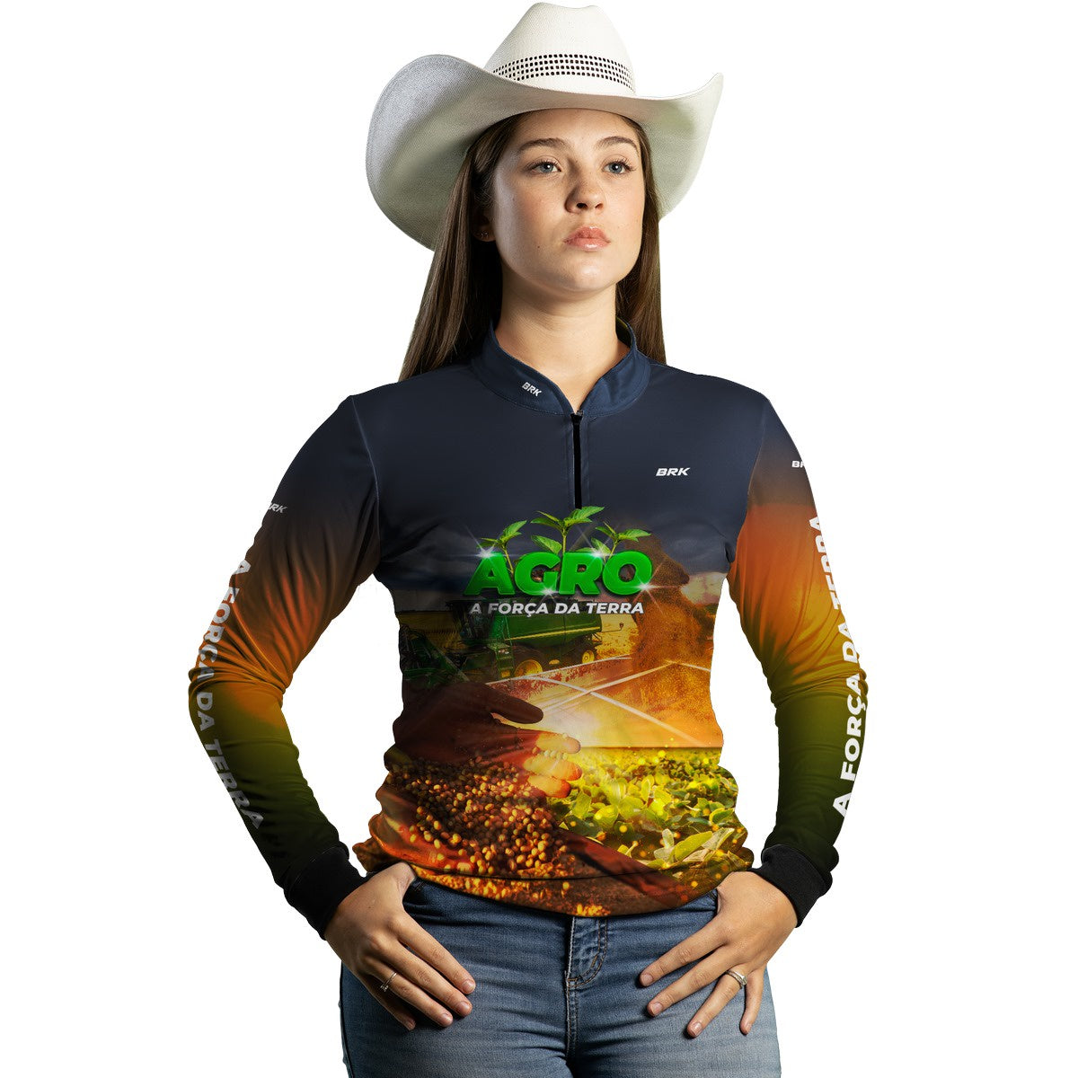 Camisa Feminina Agro Brk Plantação de Soja com UV50+ - Brk Agro
