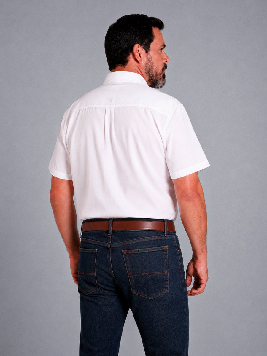 Camisa Xadrez Classic Branca - Manga Curta - Brk Agro