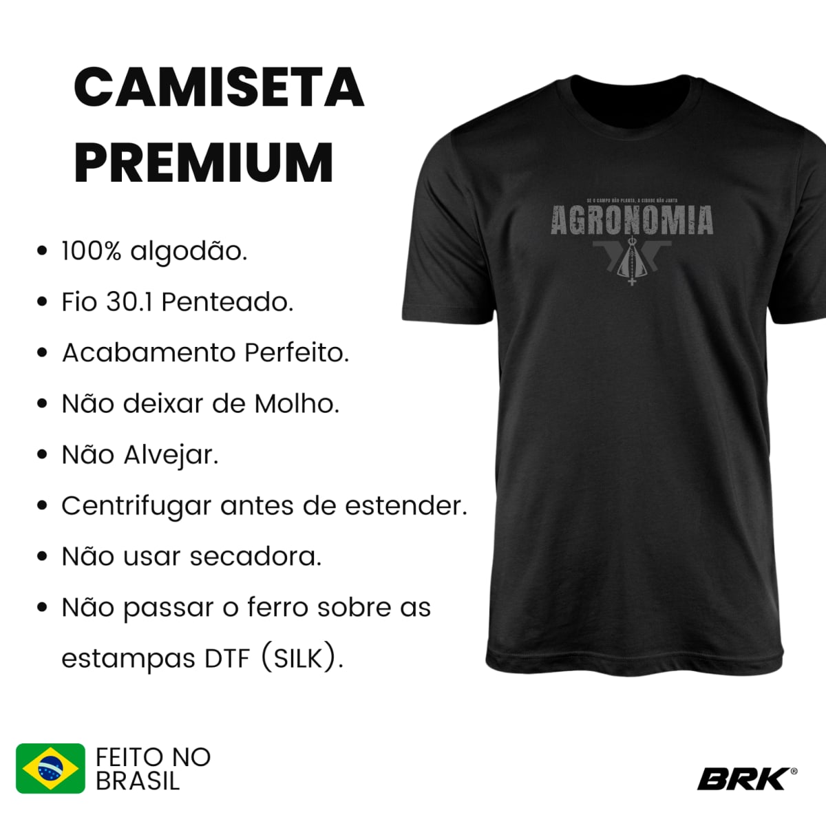 Camiseta Agro Brk Agronomia Padroeira com Algodão Premium - Brk Agro