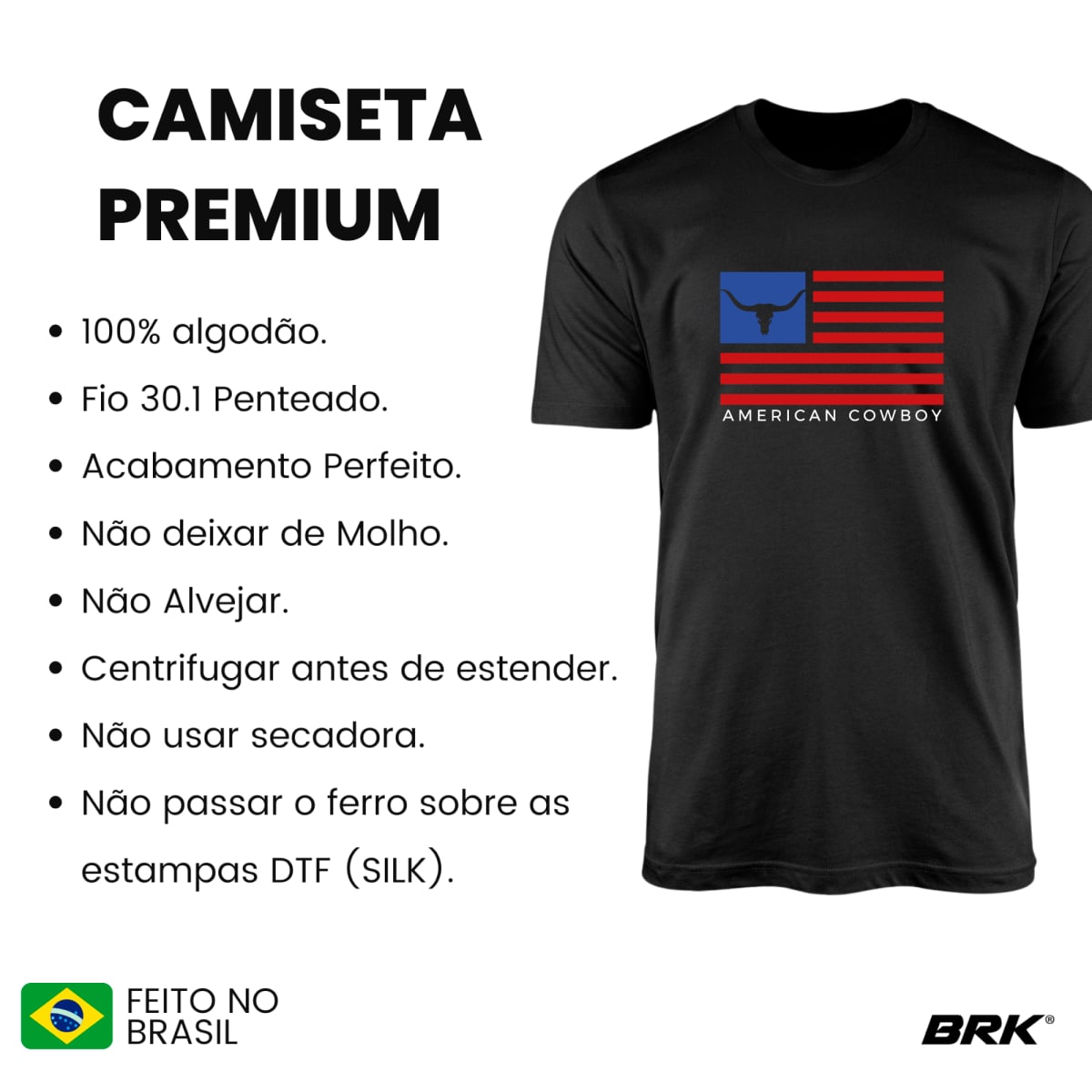 Camiseta Agro Brk American Cowboy com Algodão Premium - Brk Agro