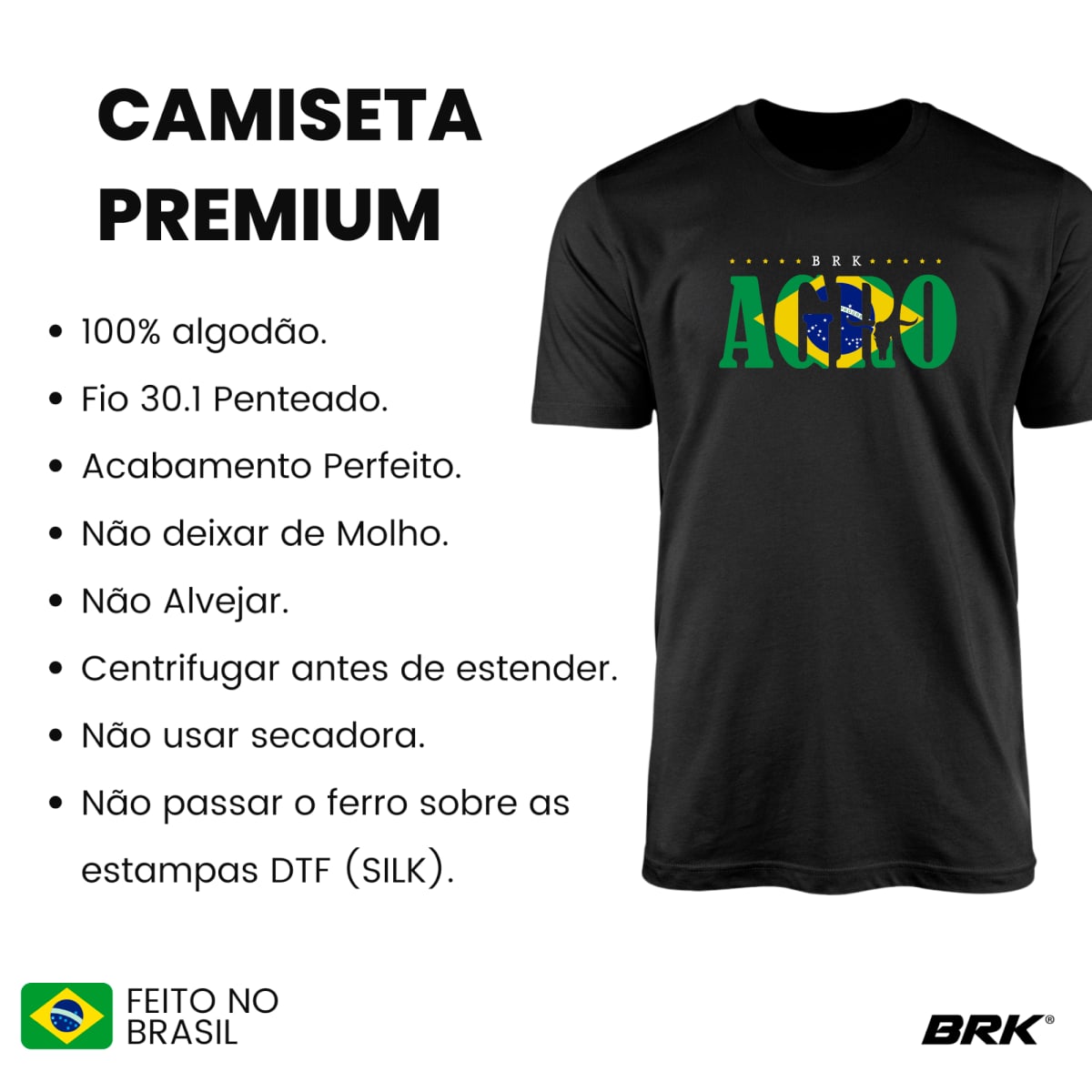 Camiseta Agro Brk Brasil Algodão Premium - Brk Agro