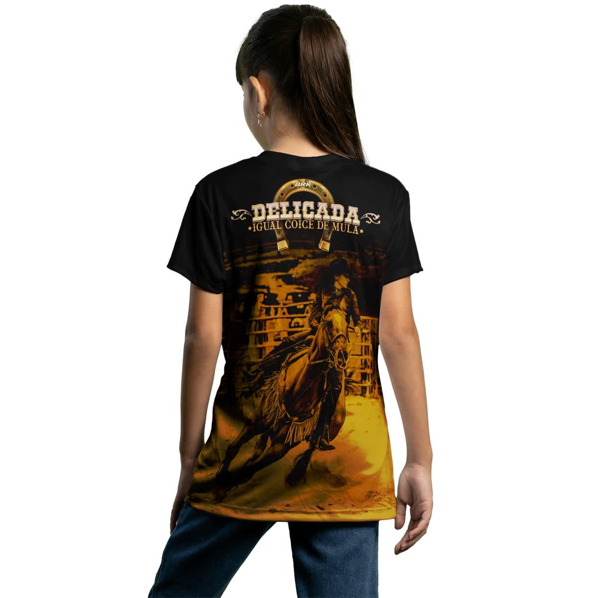 Camiseta Infantil Agro Brk Delicada Igual Coice de Mula com Proteção Solar UV50+