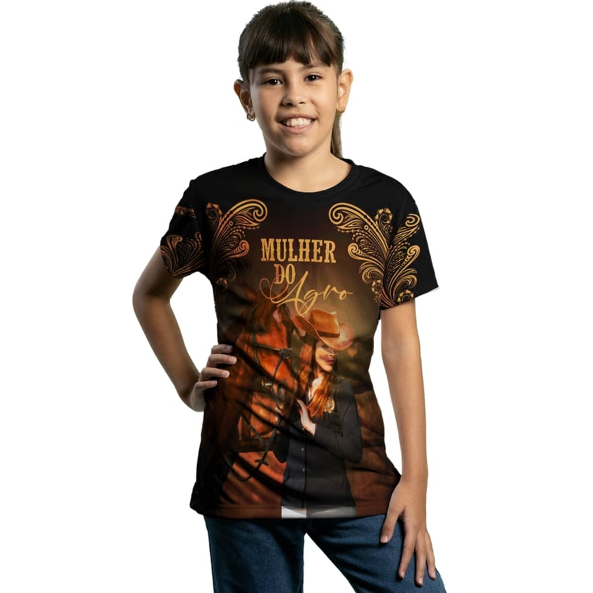 Camiseta Infantil Agro Brk Mulher do Agro com Proteção Solar UV50+