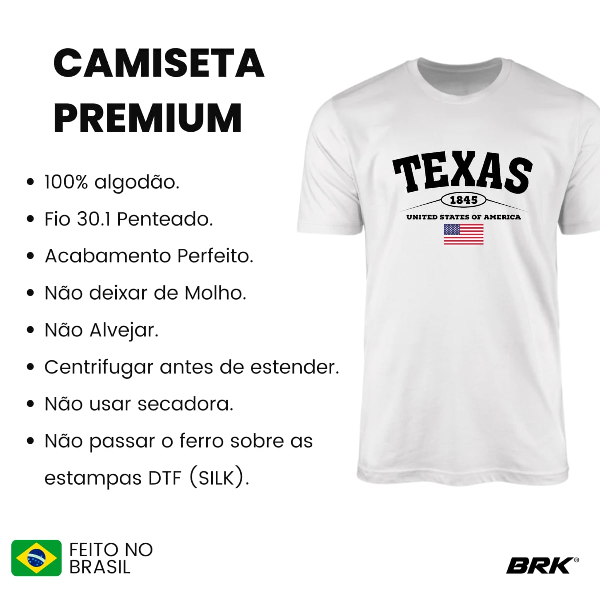 Camiseta Agro Brk Texas United States Of América com Algodão Premium - Brk Agro