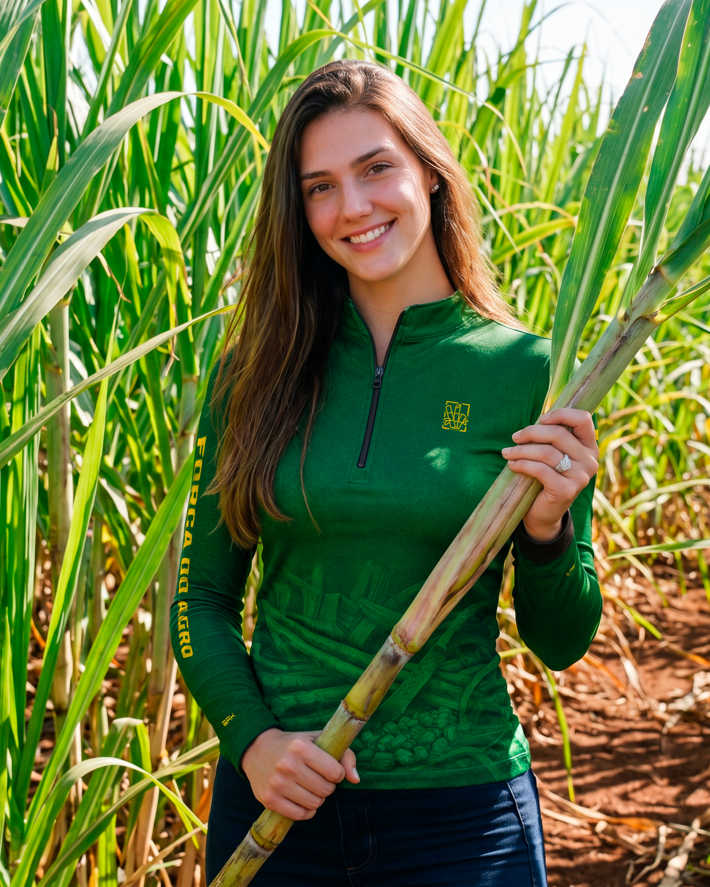 Camisa Agro Feminina BRK Força do Agro Cana-de-Açúcar com Proteção UV50+ - Brk Agro