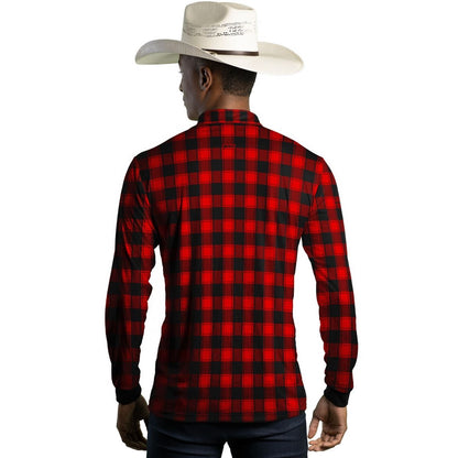 Camisa Agro Brk Country Masculina Xadrez Vermelho com Proteção Solar UV50+ - BRK AGRO