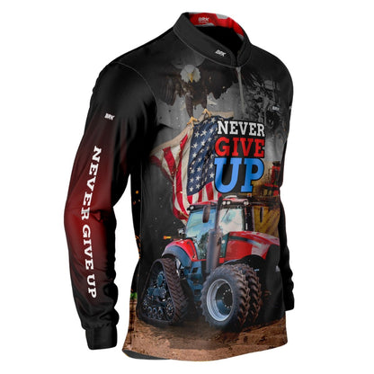 Camisa Agro Brk Vermelho EUA Never Give Up com Proteção Solar UV50+ - Brk Agro