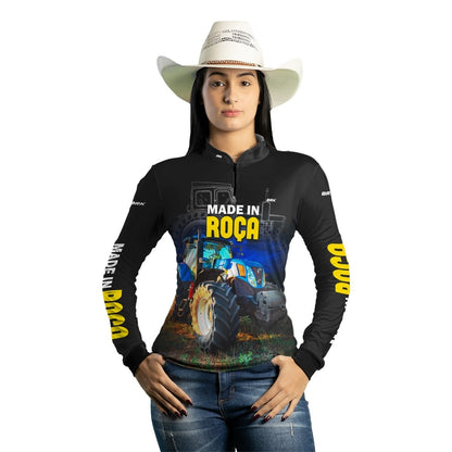 Camisa Agro Brk Made in Roça Trator Azul com Proteção Solar UV50+ - Brk Agro