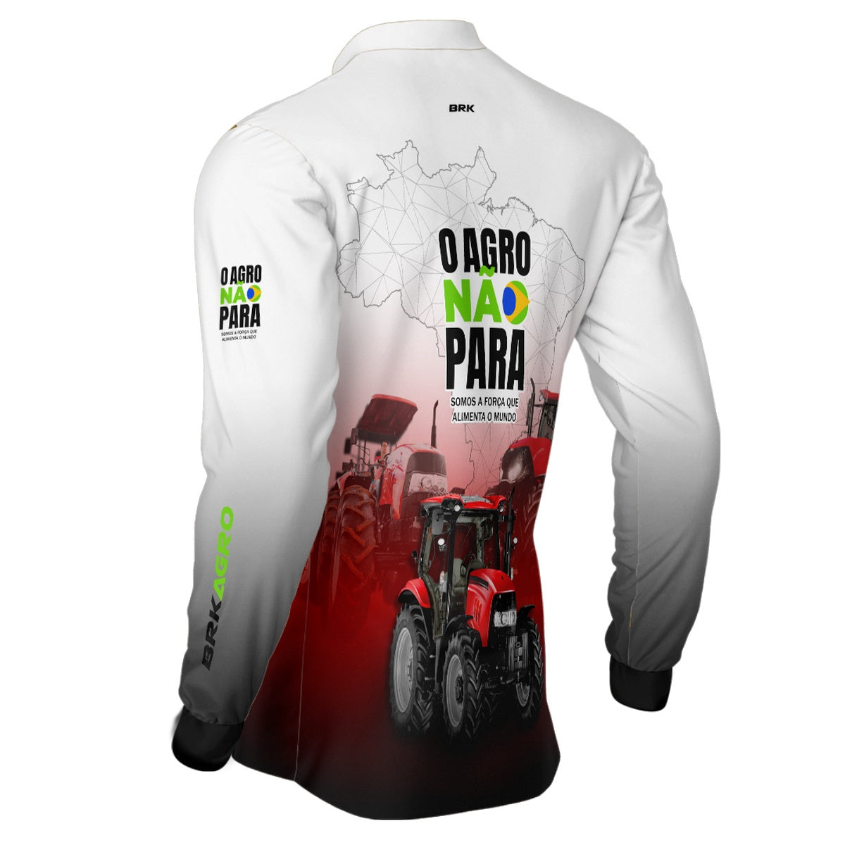 Camisa Agro Brk O Agro Não Para Branca e Vermelha com UV50+ - BRK AGRO