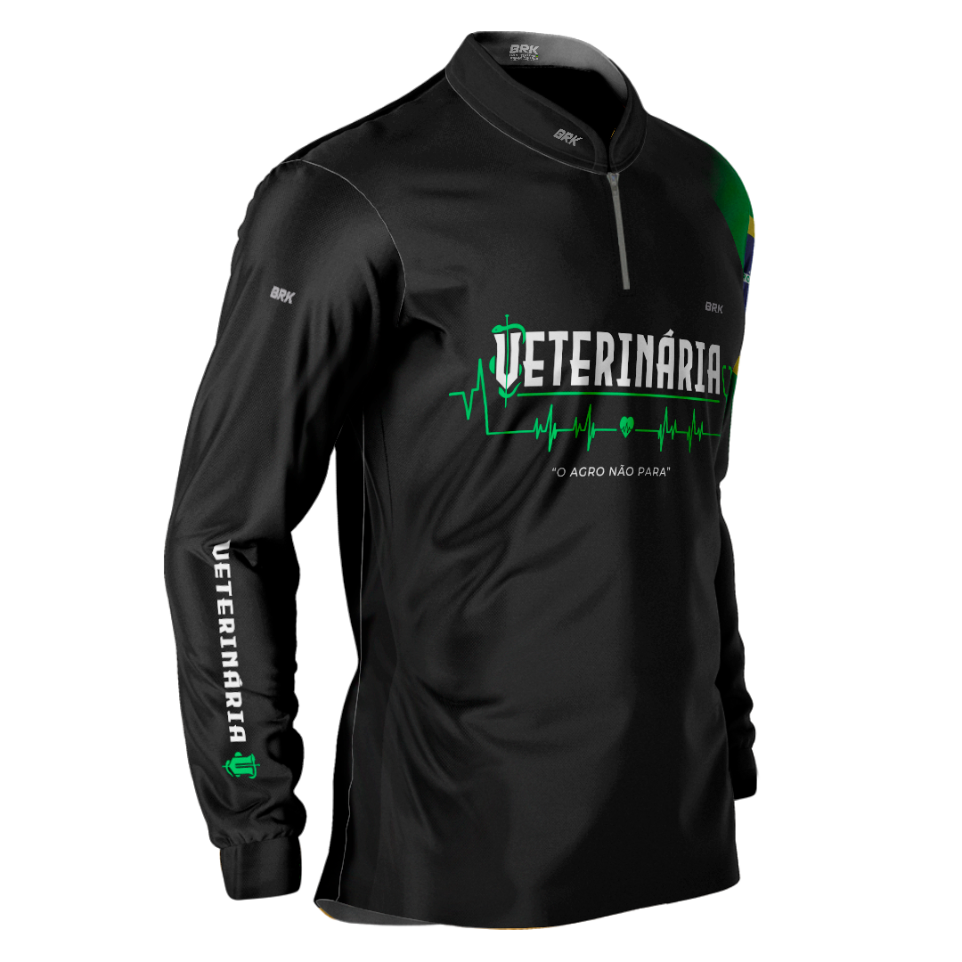 Camisa Agro Brk Veterinária Preta com UV50+ - Brk Agro