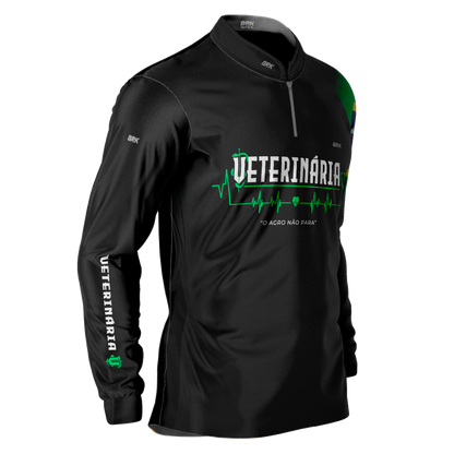 Camisa Agro Brk Veterinária Preta com UV50+ - Brk Agro