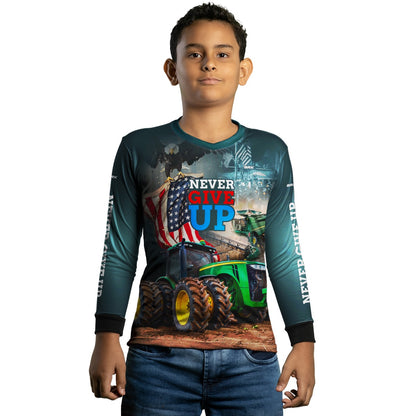 Camisa Agro Brk Never Give Up Trator Verde com Proteção Solar UV50+ - Brk Agro