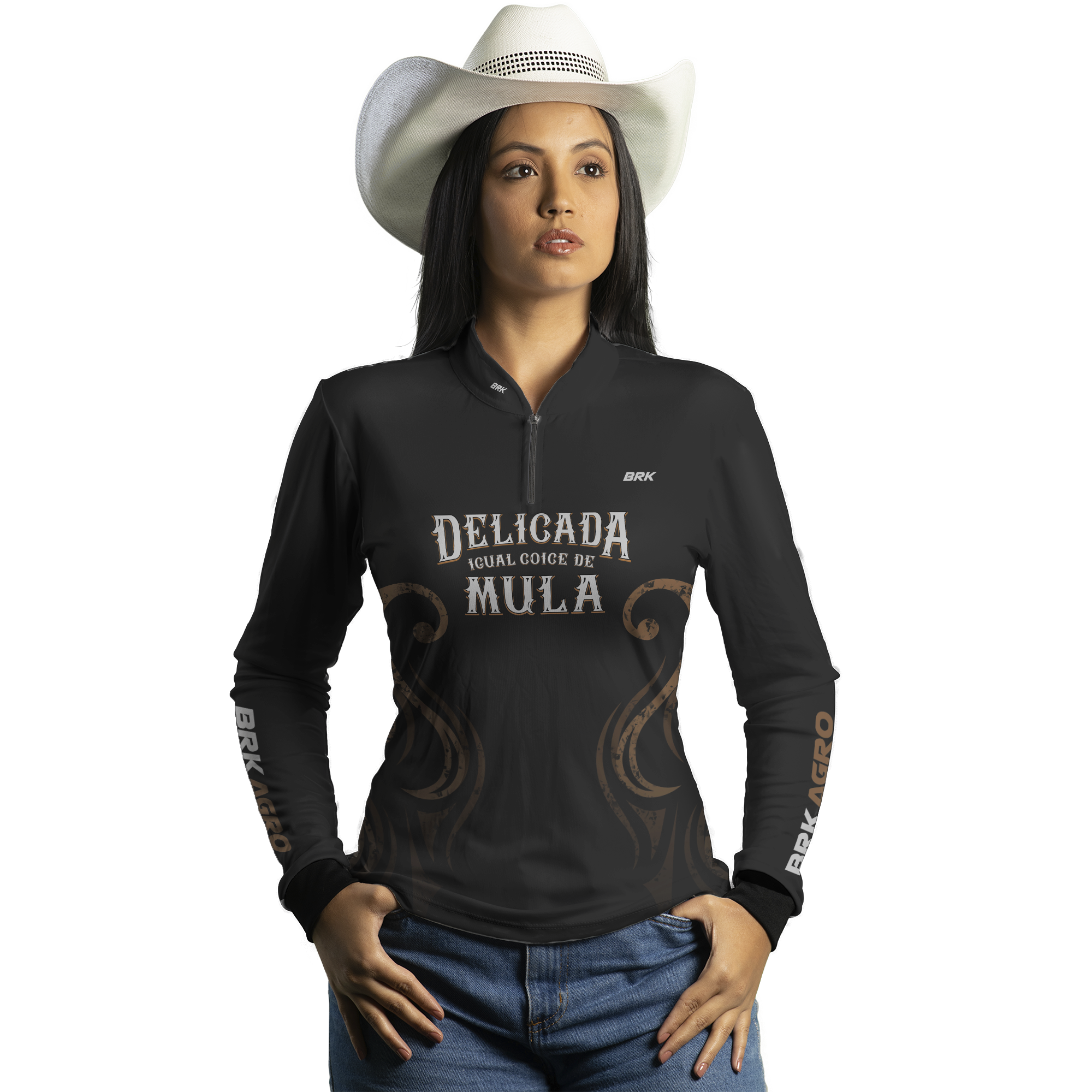 Camisa Agro Brk Feminina Delicada Igual Coice de Mula com UV50+ - BRK AGRO