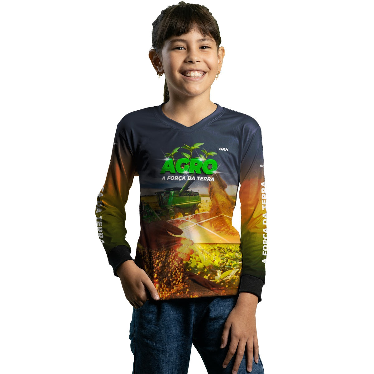 Camisa Infantil Agro Brk Plantação de Soja com UV50+ - Brk Agro