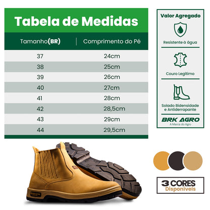 Botina de Couro Legítimo Brk Agro - Bege - Brk Agro