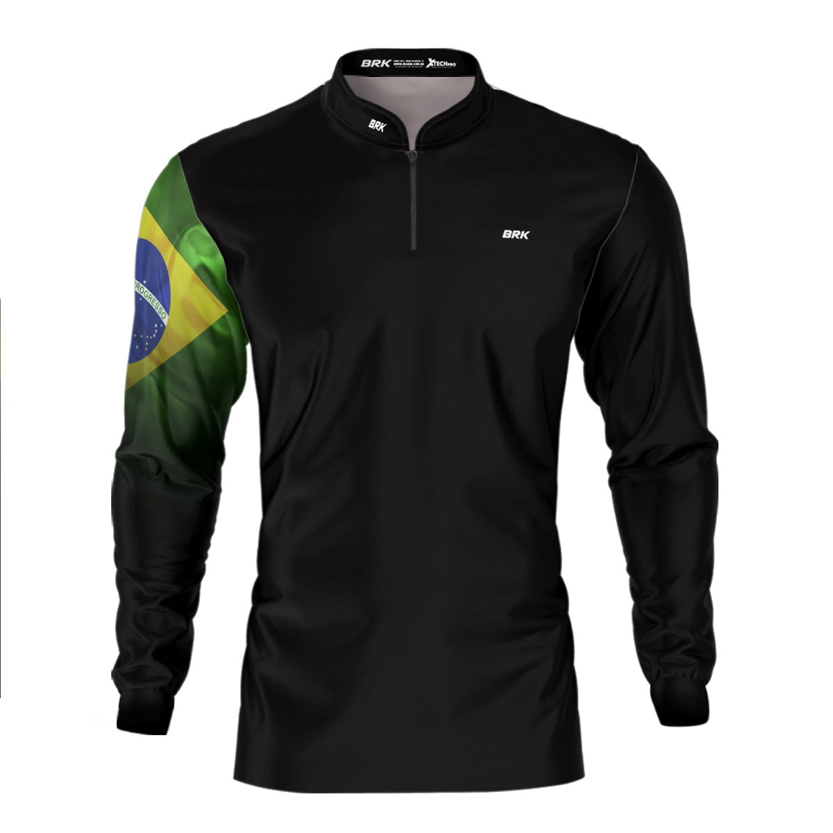 Camisa Agro Brk Preta Bandeira do Brasil com Proteção Solar UV50+ - Brk Agro