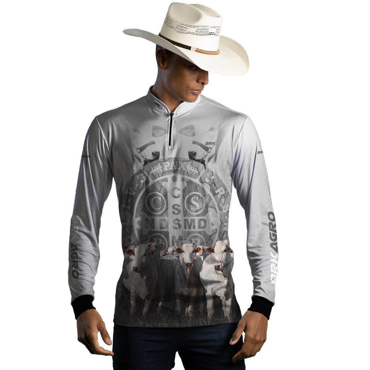 Camisa Agro Brk Pecuária Branca São Bento com UV50+ - Brk Agro