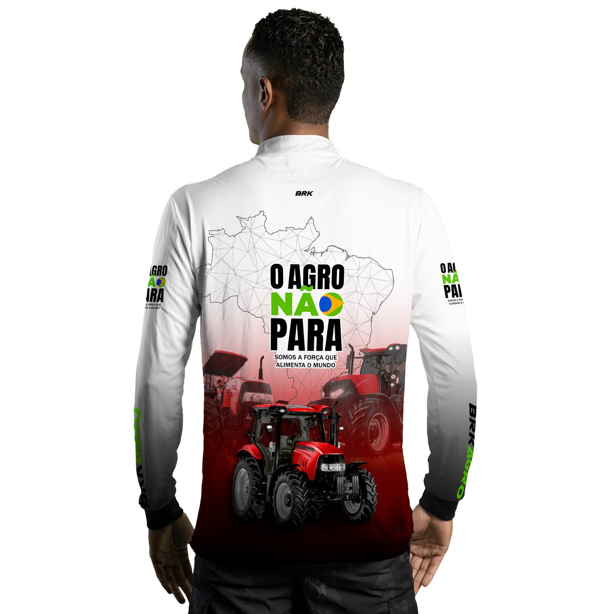 Camisa Agro Brk O Agro Não Para Branca e Vermelha com UV50+ - BRK AGRO
