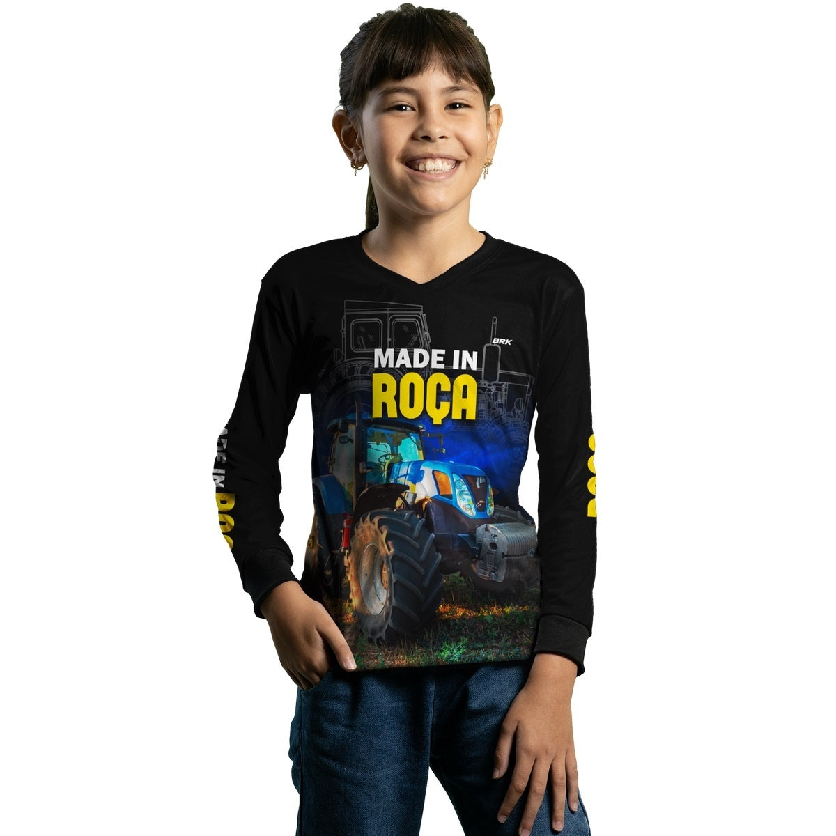 Camisa Agro Brk Made in Roça Trator Azul com Proteção Solar UV50+ - Brk Agro