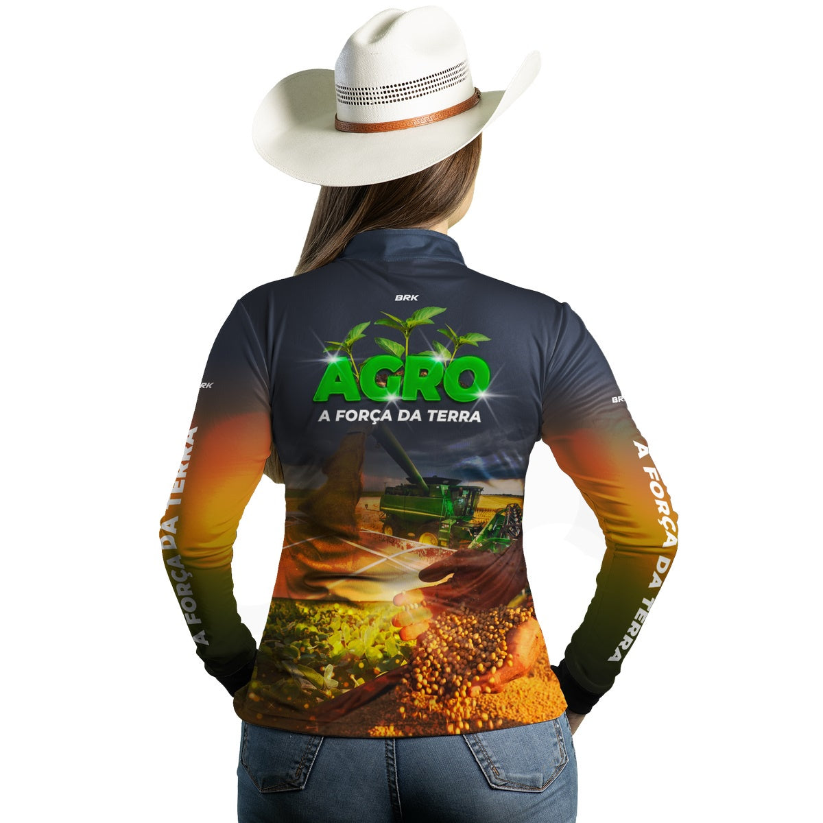 Camisa Feminina Agro Brk Plantação de Soja com UV50+ - Brk Agro