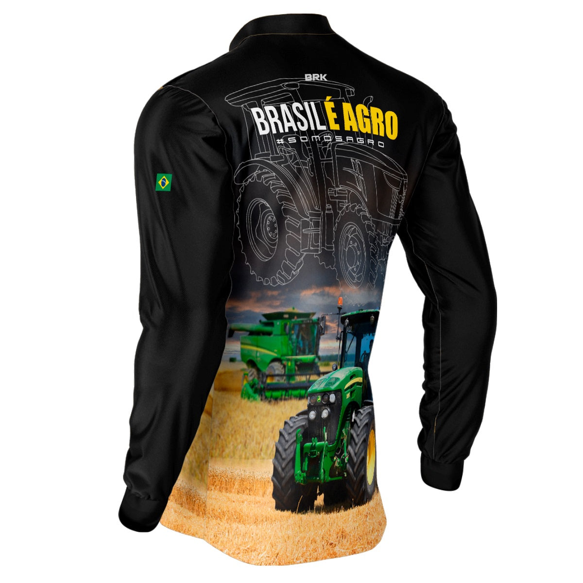 Camisa Agro Brk Preta Brasil é Agro com UV50+ - Brk Agro